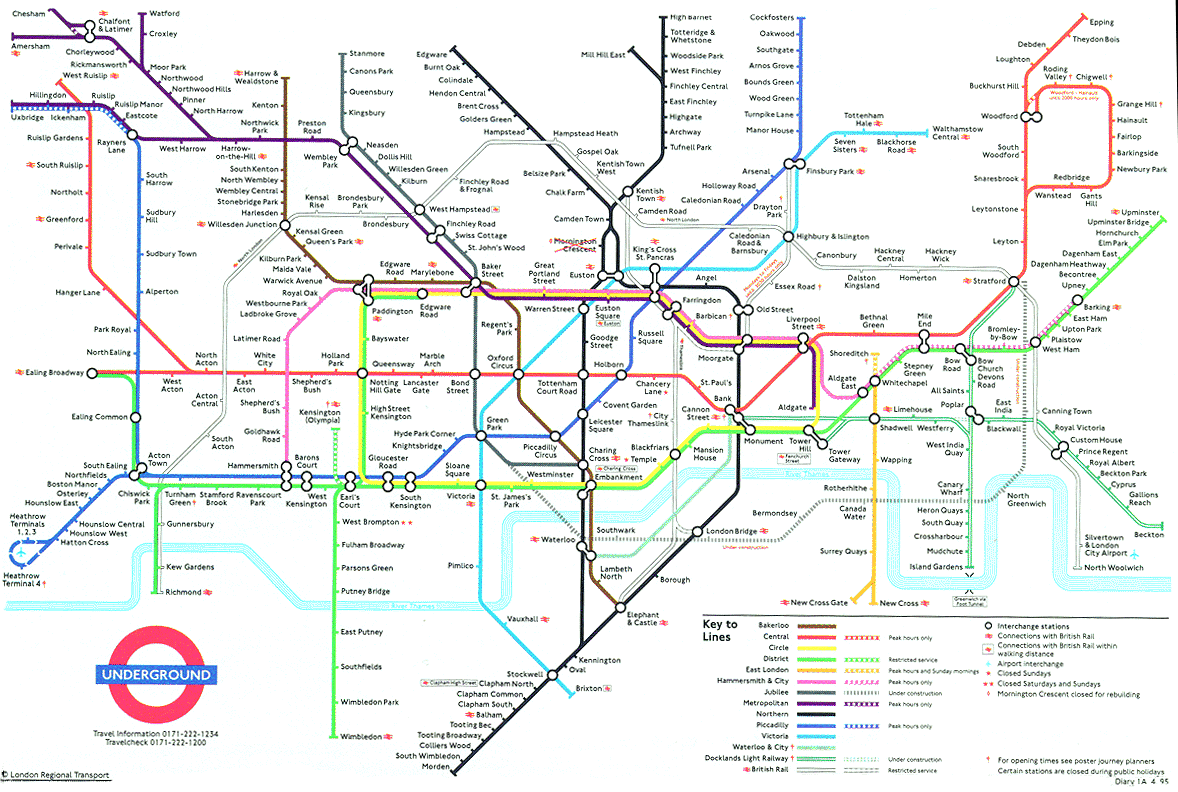 Travel map of London Underground