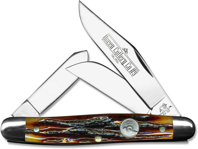 Queen Knives Queen Large Stockman Knife, Honey Amber, QN9ACSB