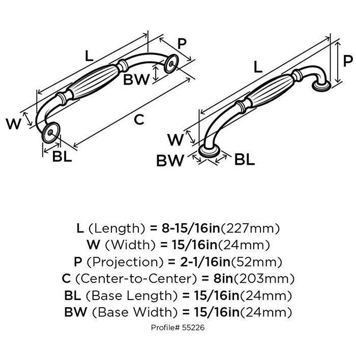 Blythe Collection 8" Centers Appliance Pull in Satin Nickel by