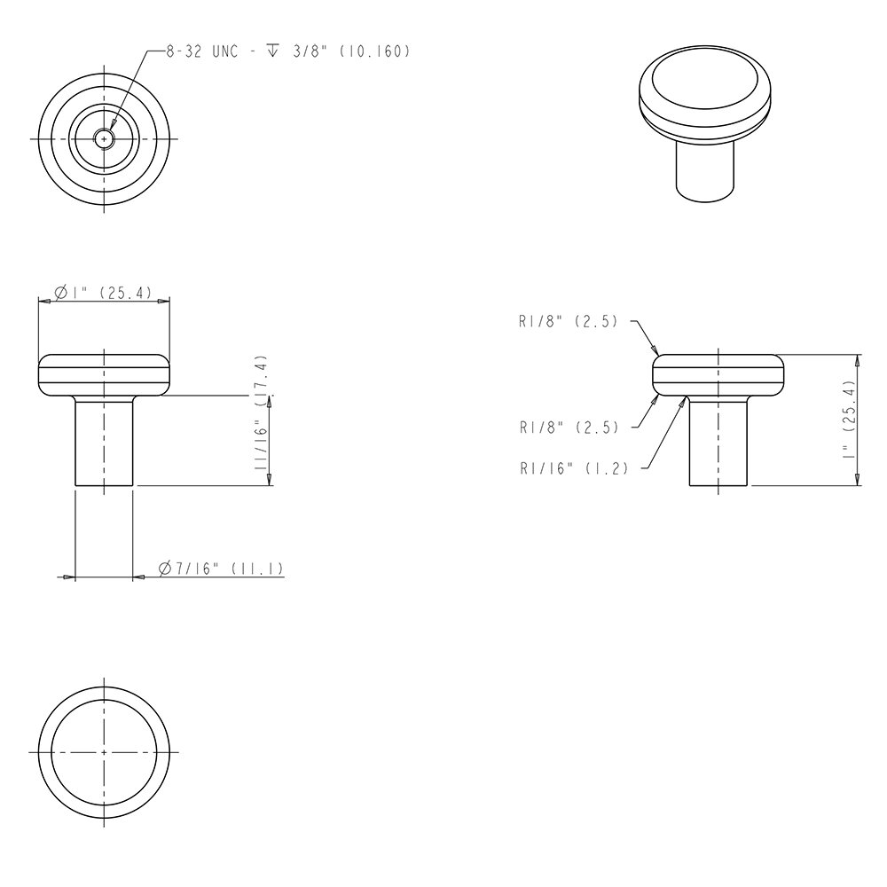 Gibson Collection 1 1/4" Diameter Knobs in Matte Black by Elements