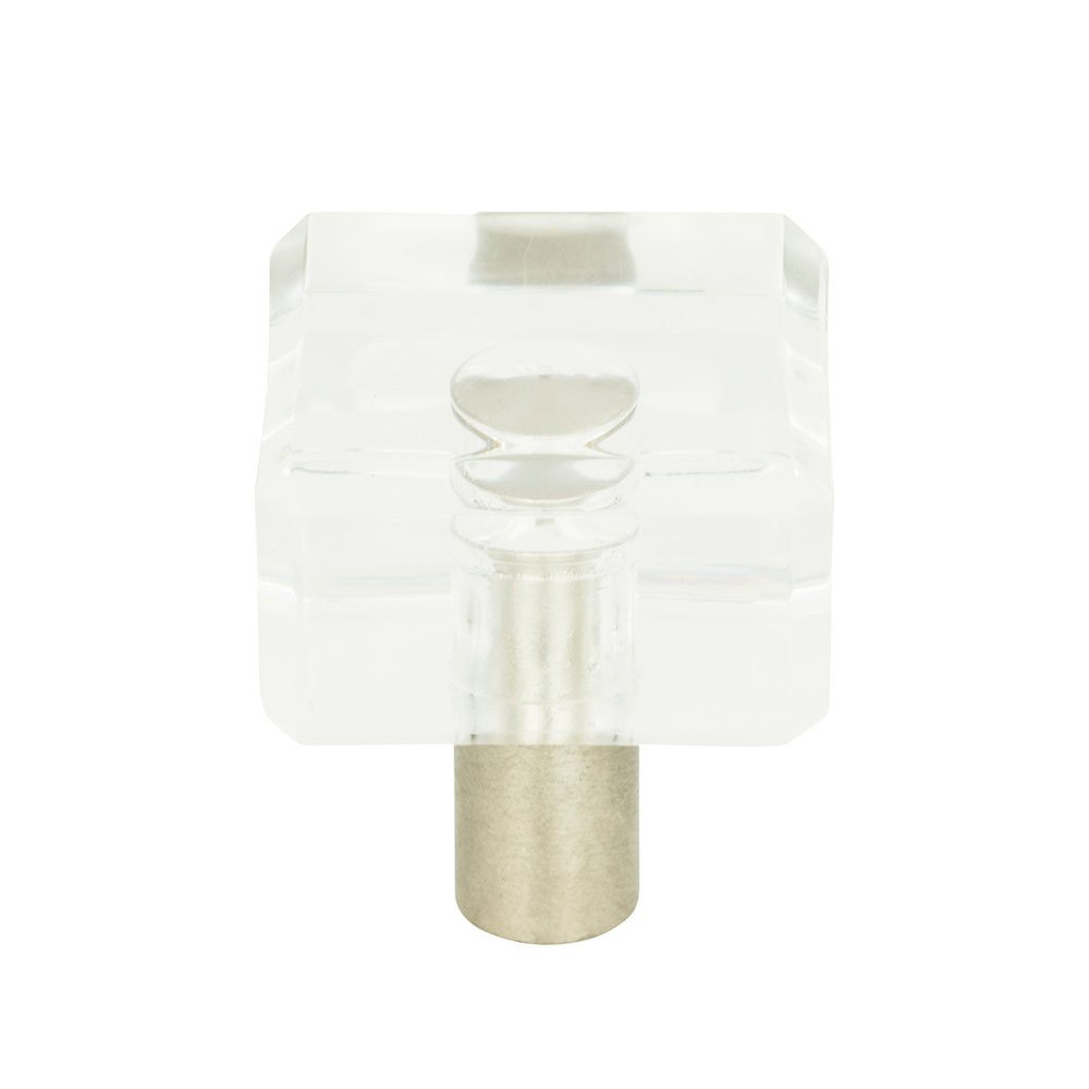 Optimism Collection Square Knob in Clear Acrylic and Brushed Nickel
