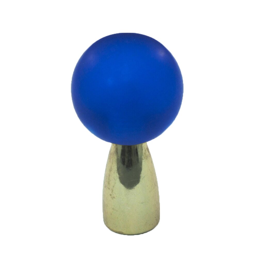 Athens Collection Polyester Sphere Knob in Blue Matte with Polished