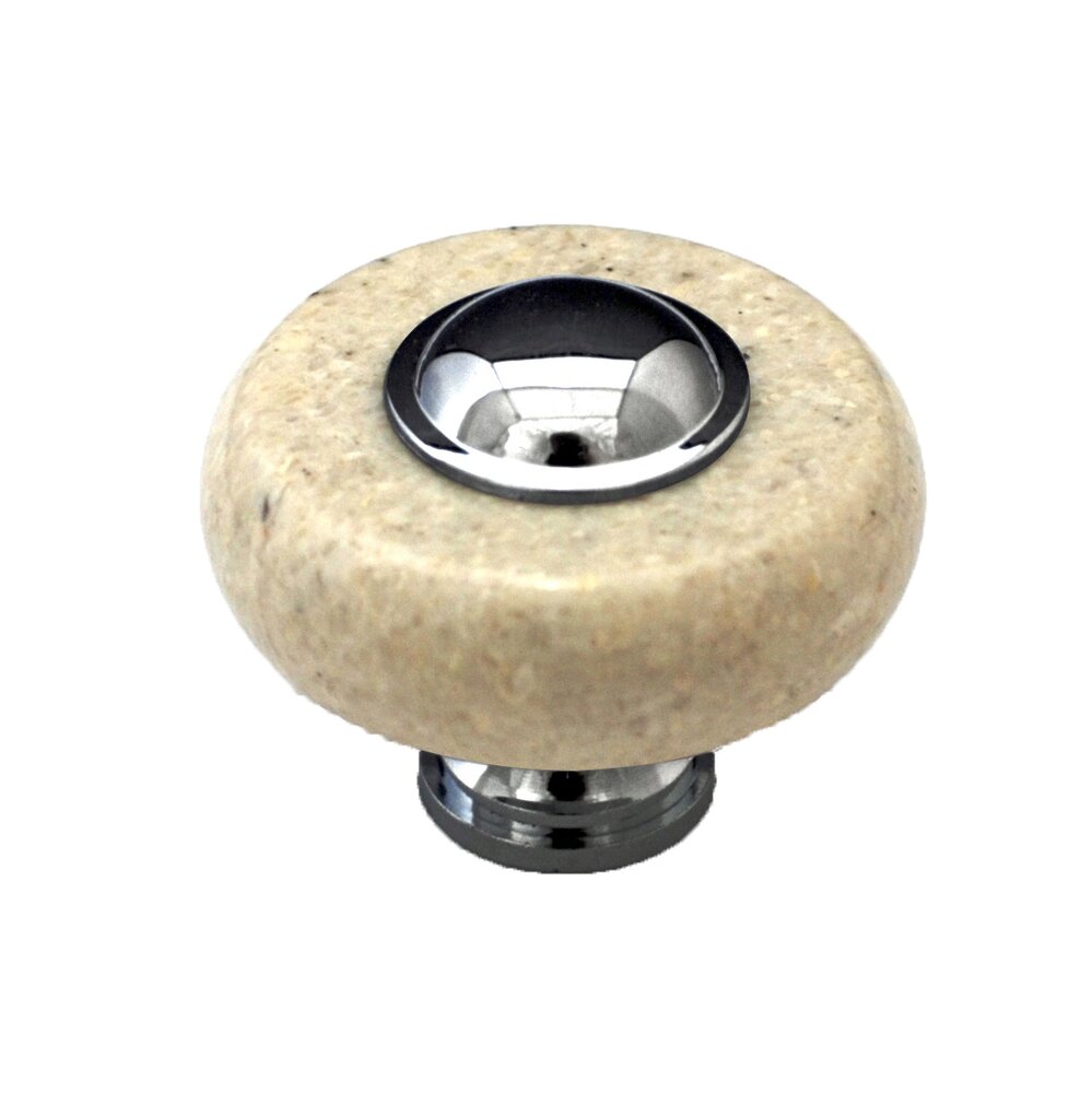 Marble Knob & Pull Collection Circle Knob in Beige Stone with