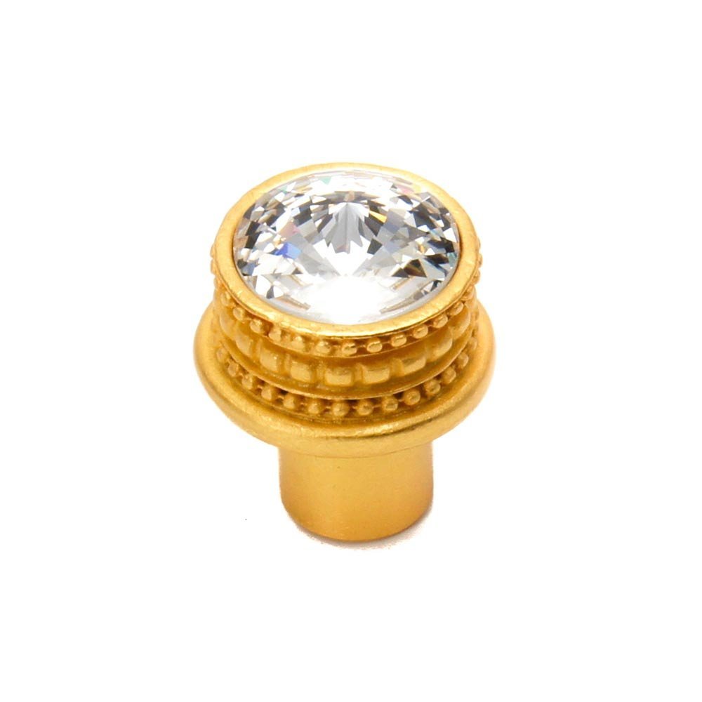 Cache Collection Large Round Knob in Soft Gold with Jet Crystal by