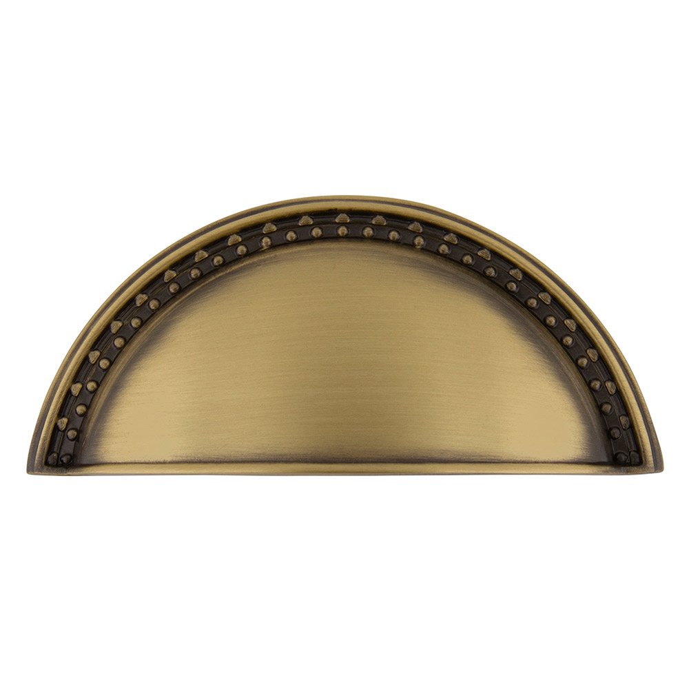 Enfield Collection 3" Centers Meadows Cup Pull in Antique Brass by