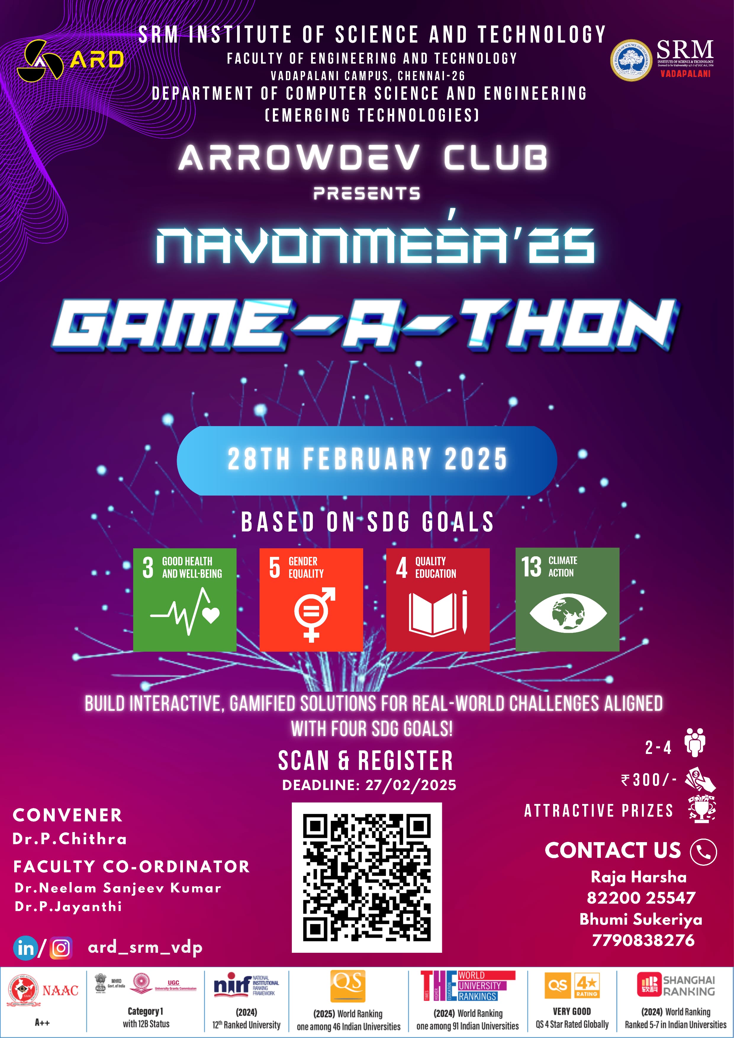 Tech Events In Chennai 2025 Gameathon 2025, SRM Institute of Science and Technology Vadapalani