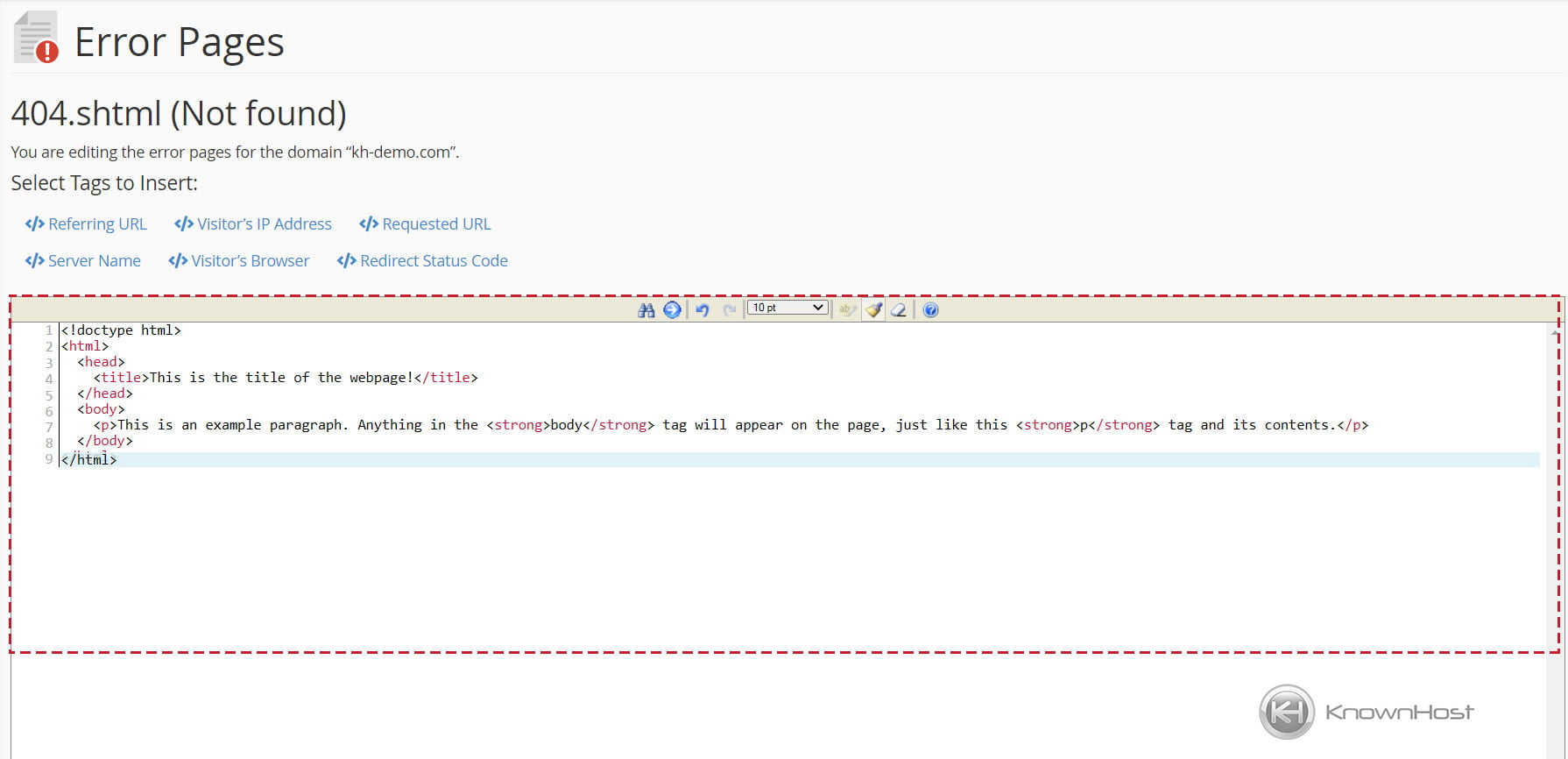 How to create custom error pages in cPanel? KnownHost