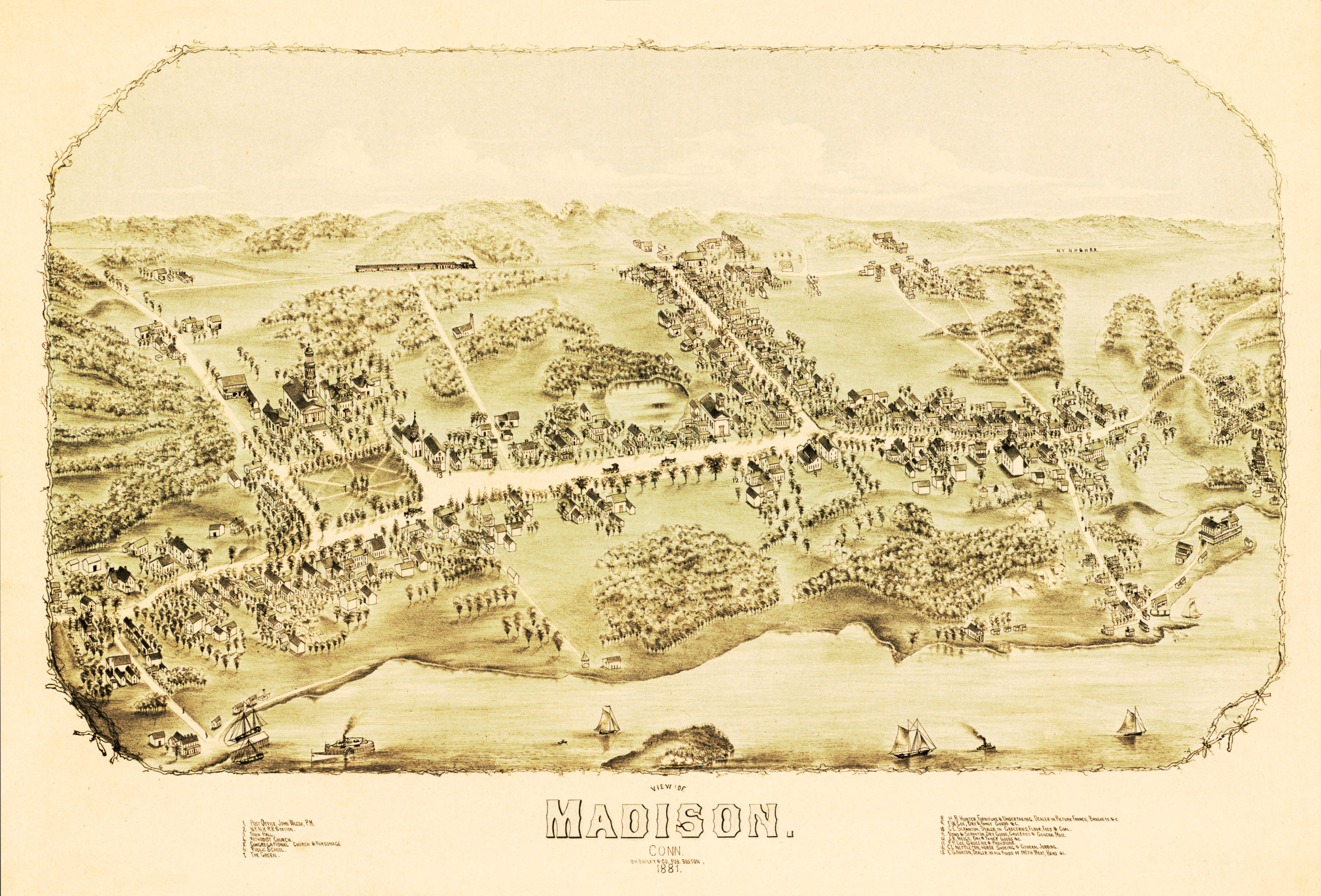Beautiful vintage map of Madison, CT from 1881 KNOWOL