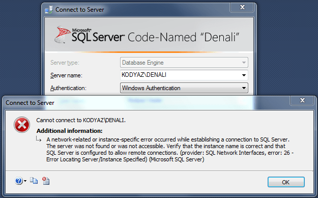 Cannot connect to SQL Server 2012 Denali