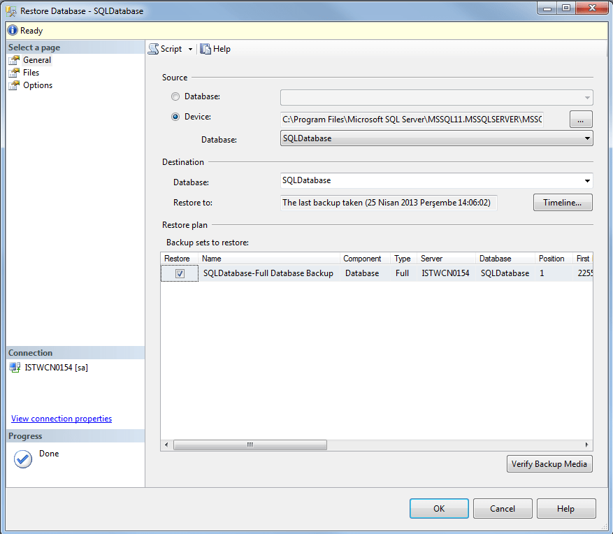 How to Restore Database from Backup File in SQL Server 2012
