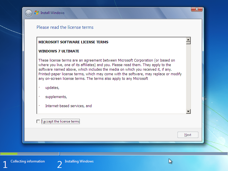 Windows 7 Ultimate Edition Installation Screenshots (X86 RTM Build 7600)