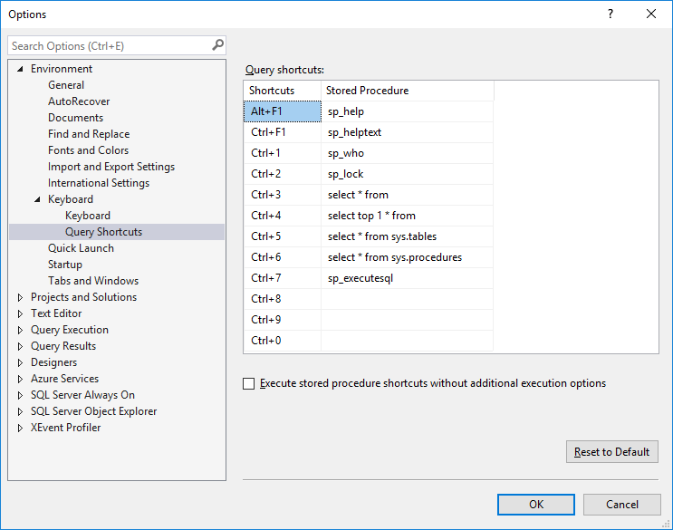 Define Keyboard Shortcuts in SQL Server Management Studio to Simplfy T