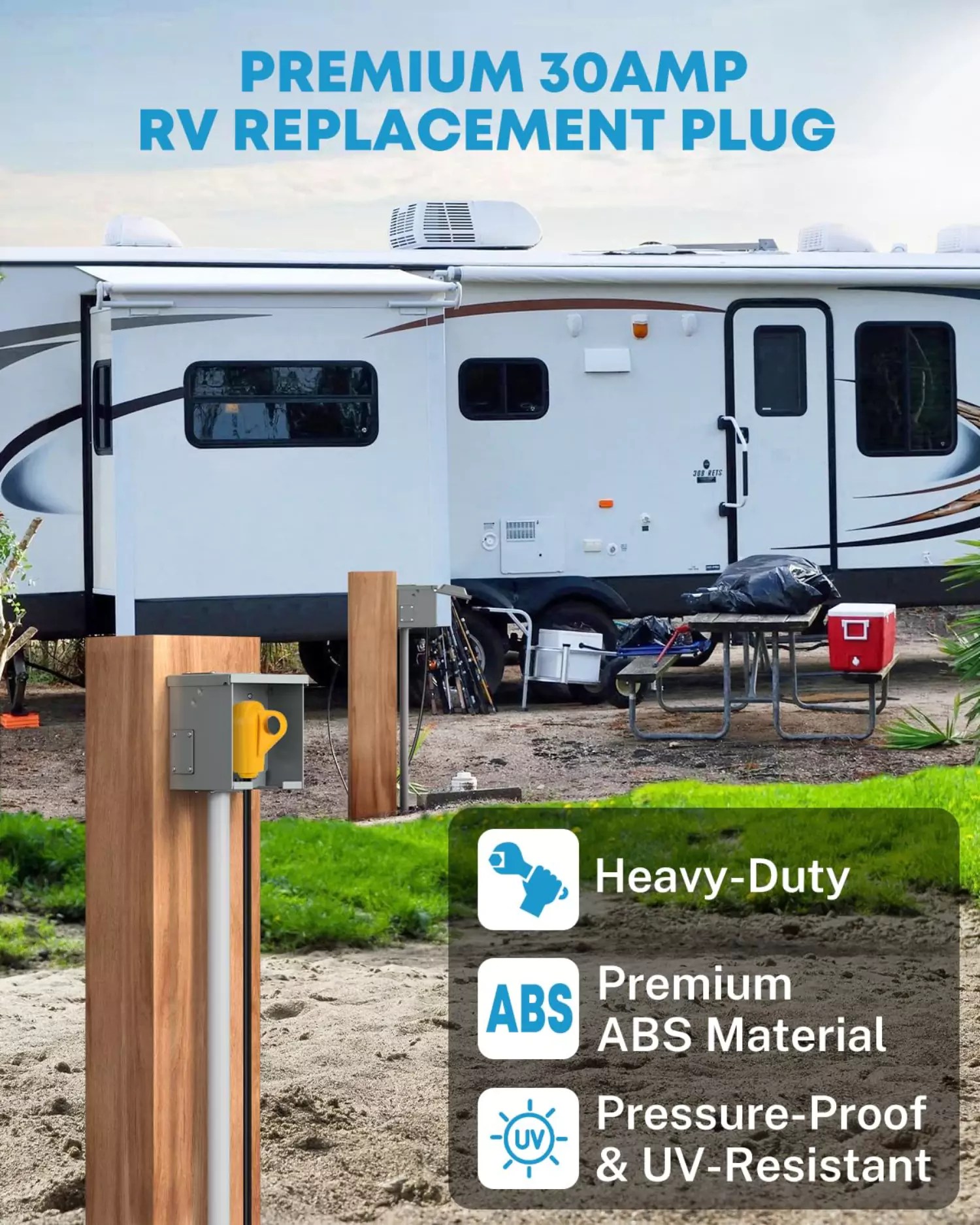 Kohree 30 Amp RV Male Replacement Plug NEMA TT30P DIY Assembly Plug