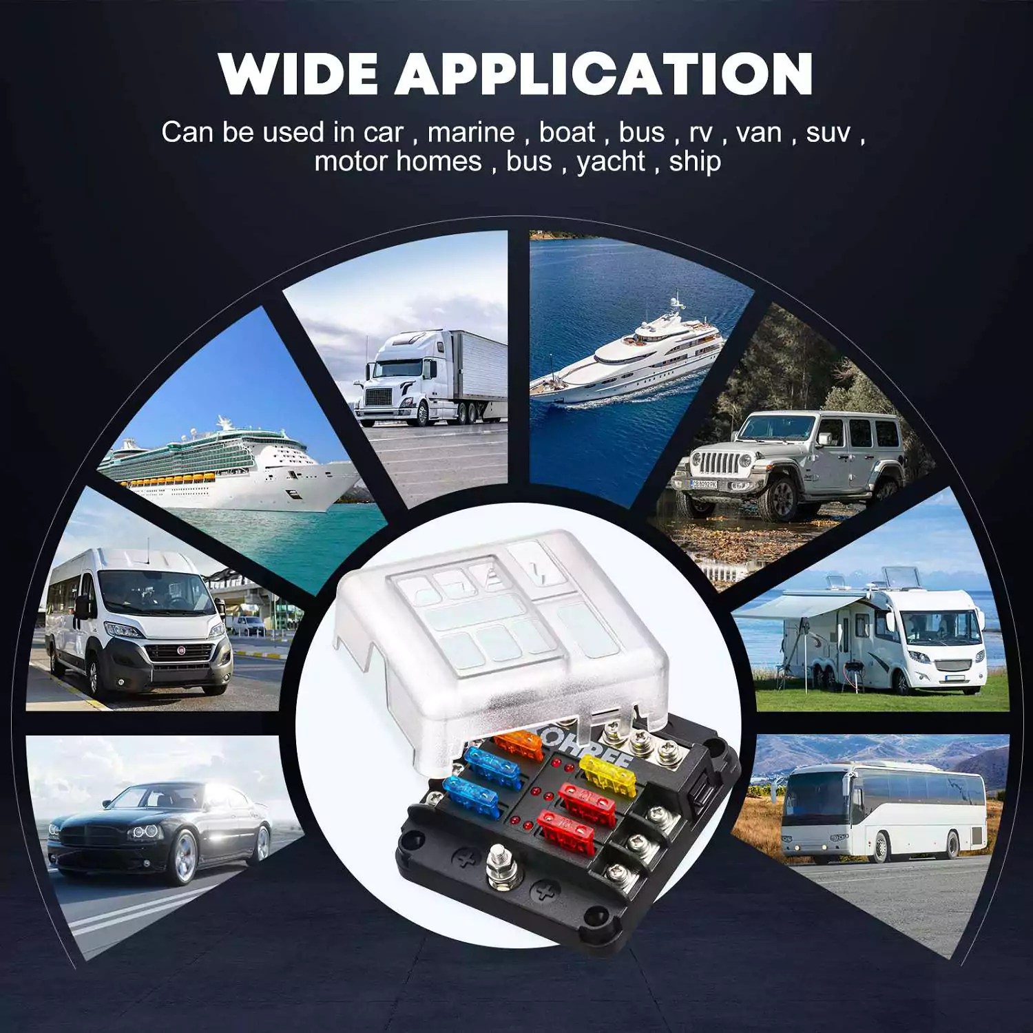 Kohree 6 Way 12V Blade Fuse Block