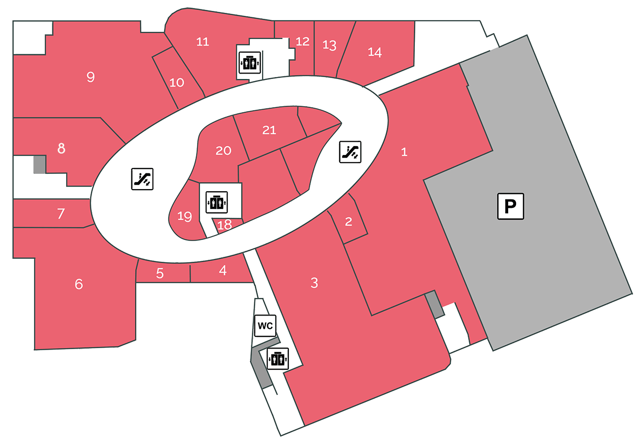 KOMM Offenbach Lageplan Shops Obergeschoss