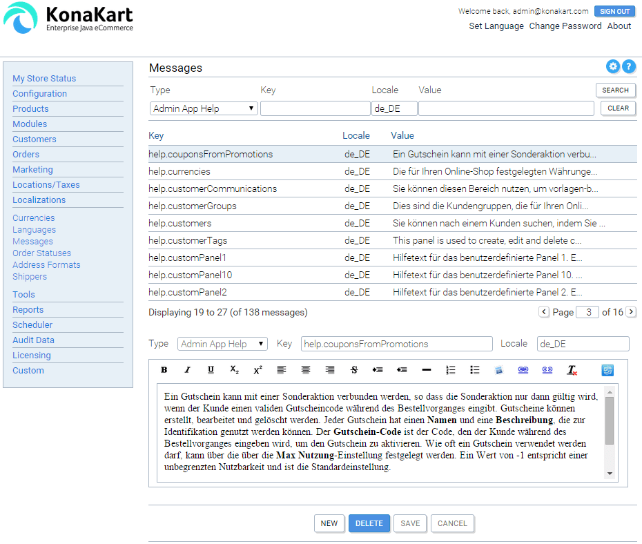 Internationalization of KonaKart