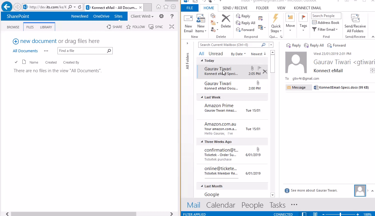 Drag & Drop Outlook Emails • Outlook to SharePoint Connector