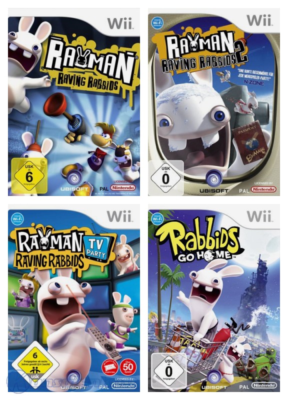 Wii Rayman Raving Rabbids Bundle 1 + 2 + TV Party