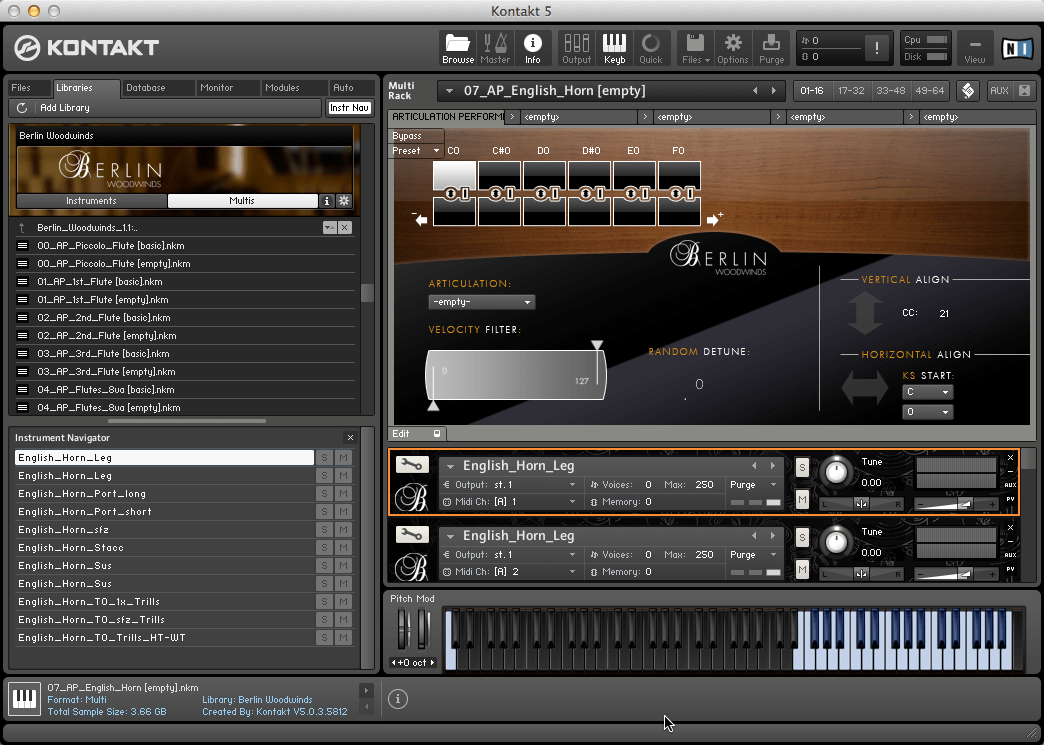 Using the Berlin Woodwinds Articulations Performer in Kontakt ADSR