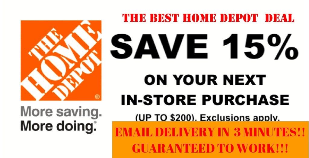 ONE [X1] 15 OFF Home Depot Coupon Instore ONLY Save up to 200 Fast