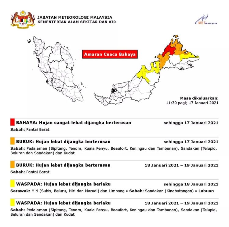Amaran cuaca bahaya di Pantai Barat Sabah hari ini Kosmo