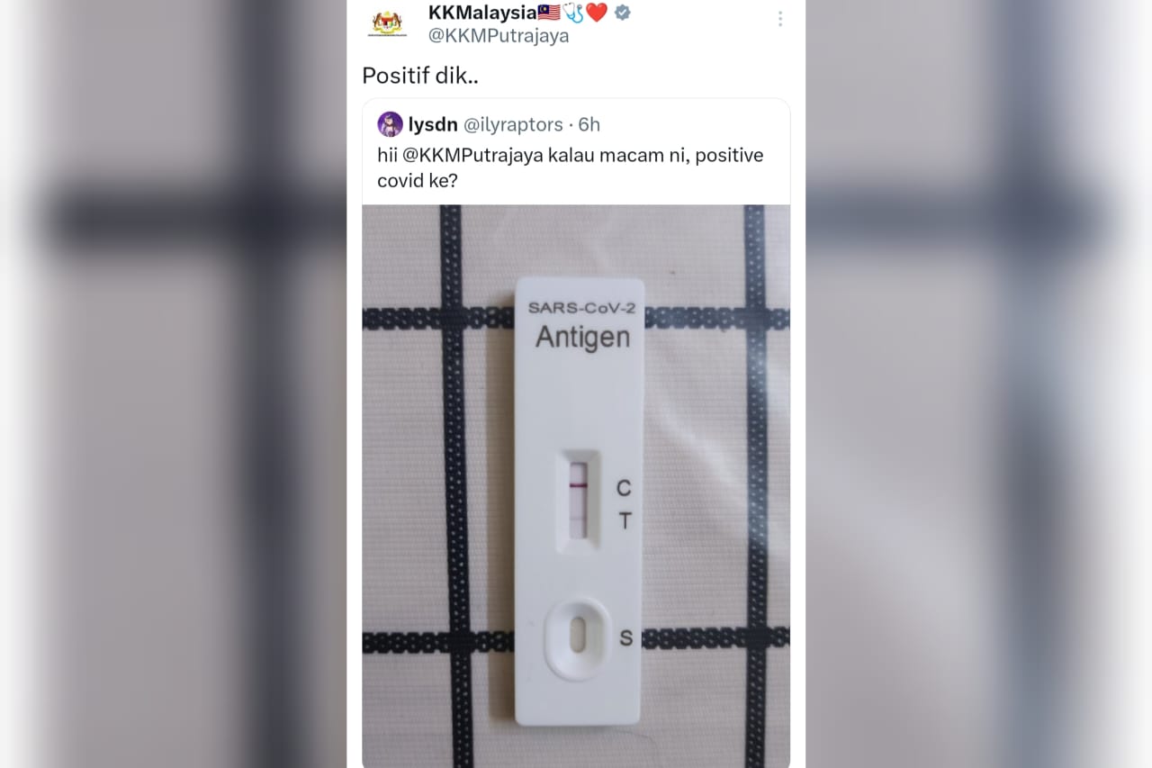 Walaupun garis merah kit 'samar', tetap positif KKM Kosmo Digital