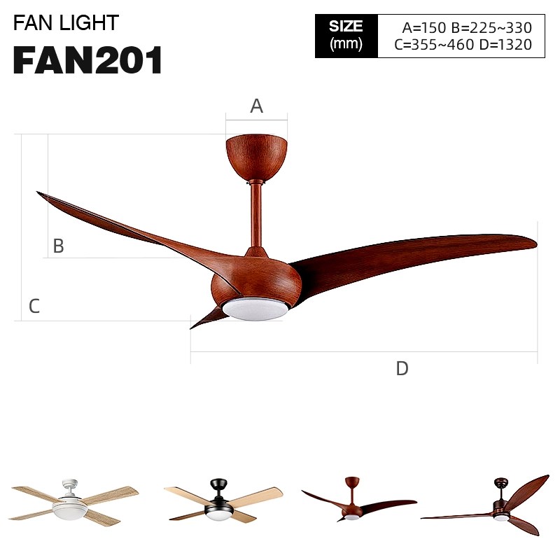 52 Inch Ceiling Fan With Light - KOSOOM