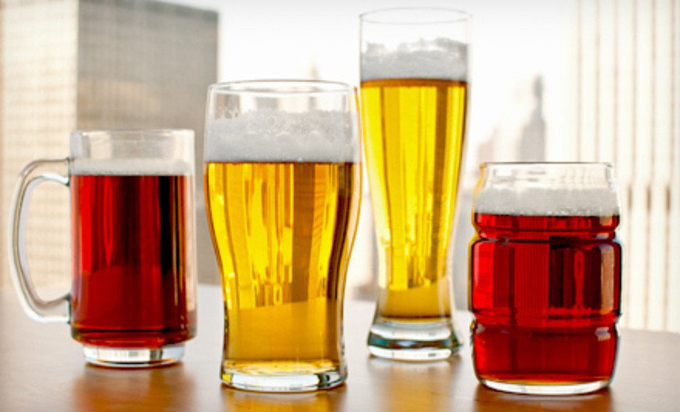 15 for a Set of Four Happy Hour Beer Mugs, Pilsner Glasses, Pint