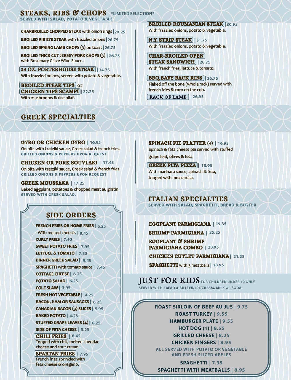 Colony Diner Menu