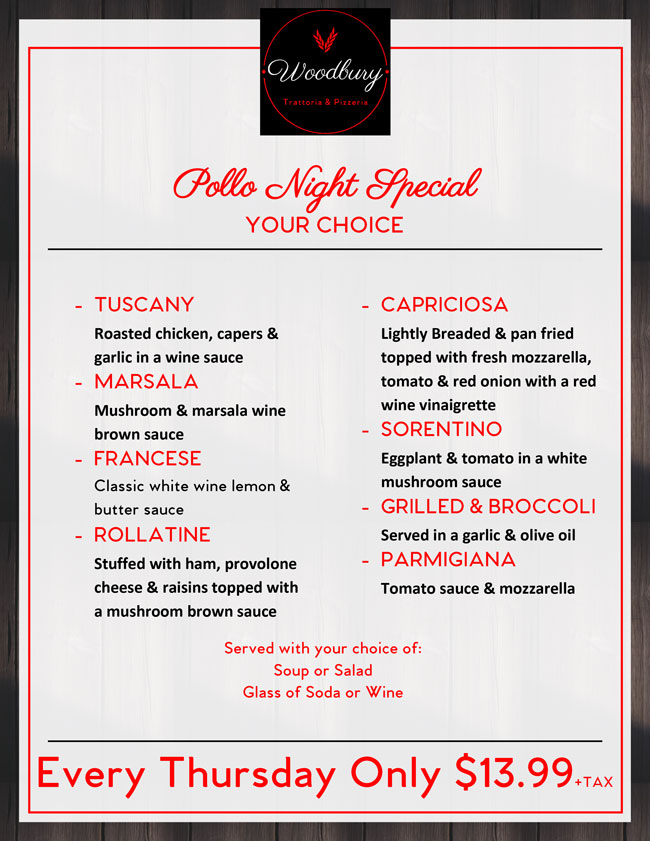 Woodbury Pizza App & Specials