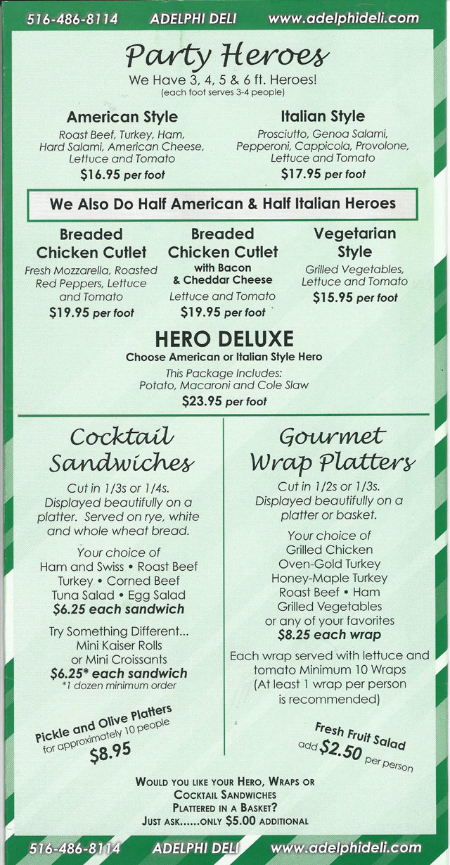 Adelphi Deli member of Garden City Delis Long