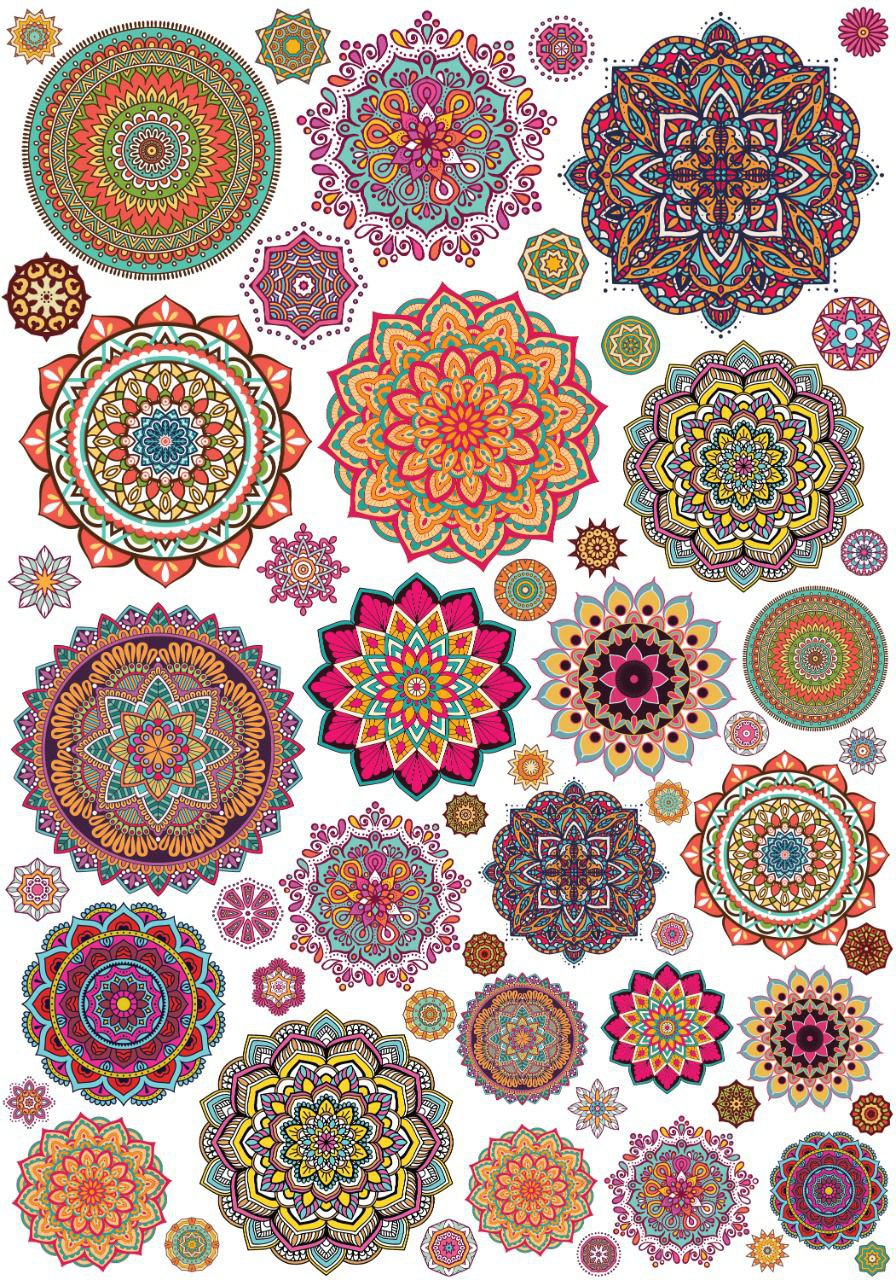 MANDALAS colourful ( Instant Transfer Sheets ) Kraftily Konnect