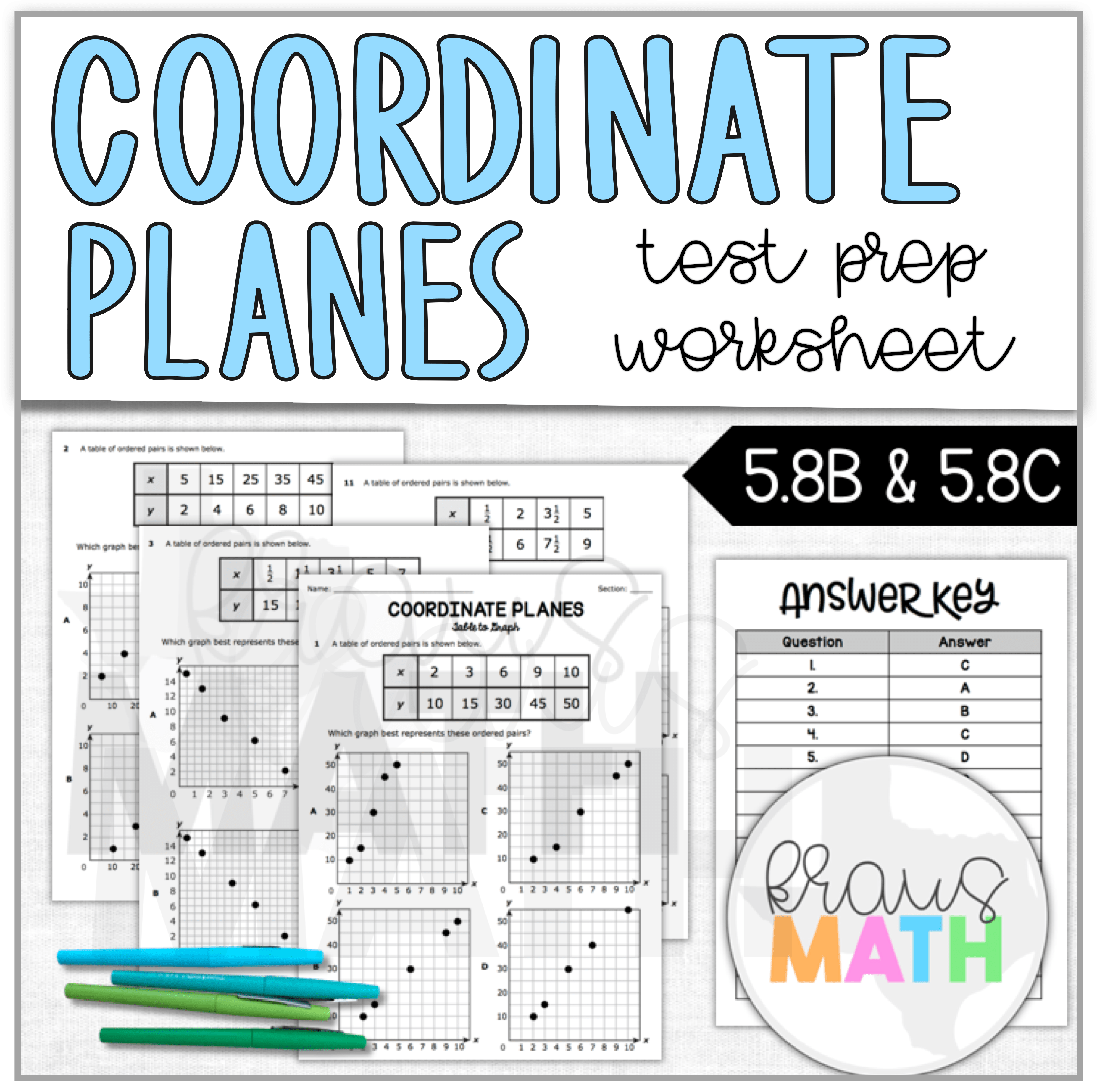 Coordinate Planes Worksheet (TEKS Aligned 5.8B & 5.8C) - Kraus Math