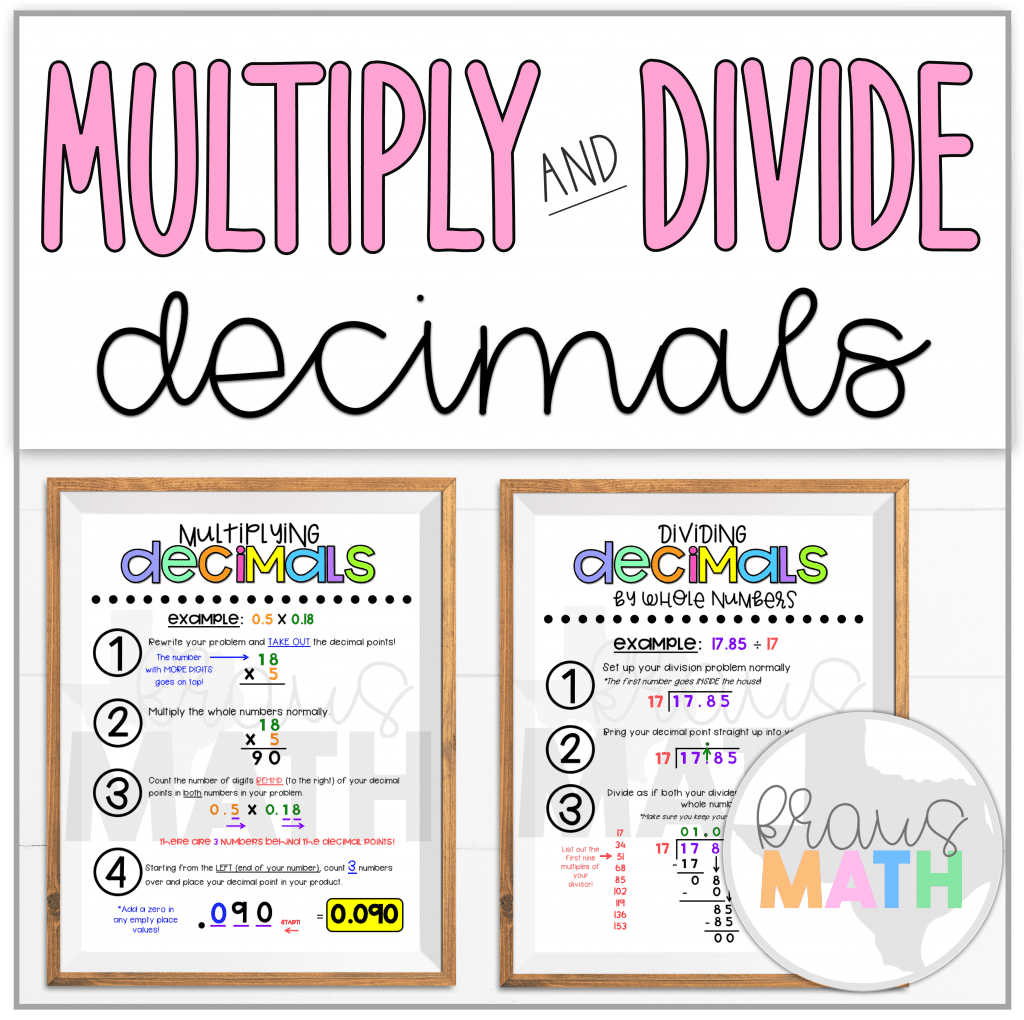 Multiply & Divide Decimals Poster | TEKS 5.3E 5.3G - Kraus Math