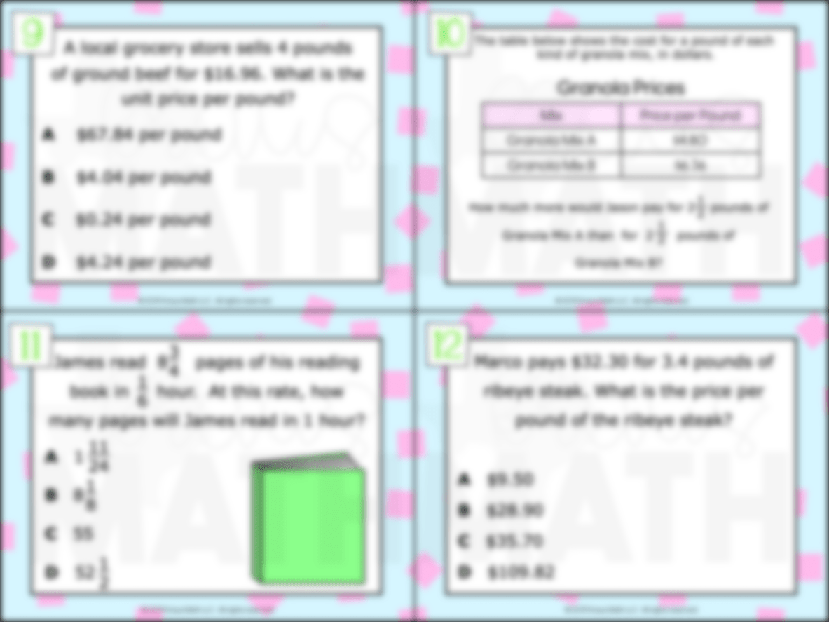7.4B Unit Rates STAAR Test Prep TEKS Task Cards Kraus Math