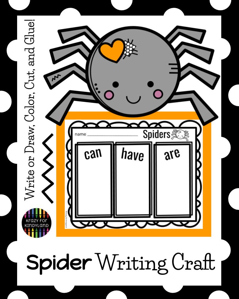 Spider Craft and Kindergarten Writing with Can, Have, Are Worksheet