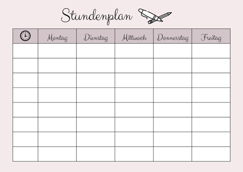 Stundenplan Vorlage Zum Ausdrucken Kalender