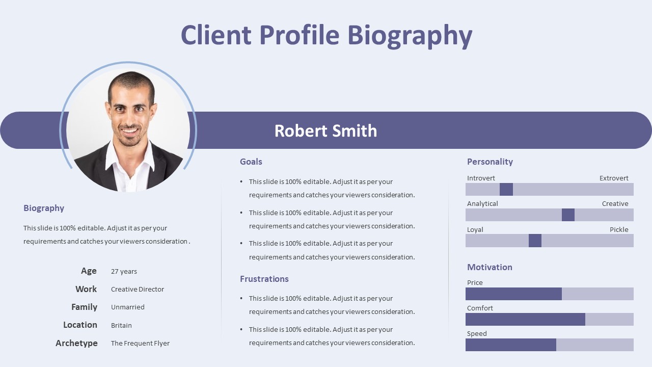 Client Profile Biography PowerPoint Template  Biography Templates Inside Biography Powerpoint Template