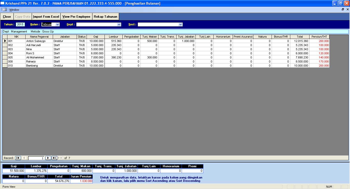 Aplikasi Pajak PPh 21 Hitung Pajak Penghasilan Pegawai