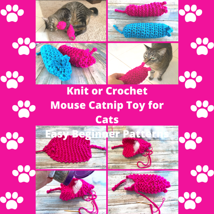 Knit or Crochet Mouse Catnip Toy Cats Pattern Crochet Patterns for Sale