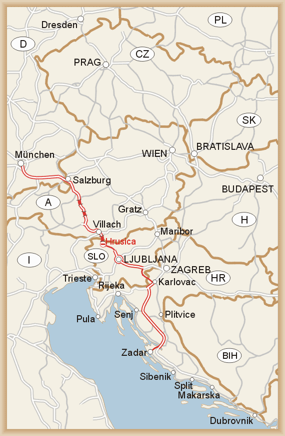 Kroatien Dalmatien Zubringerroute München Ljubljana Zadar