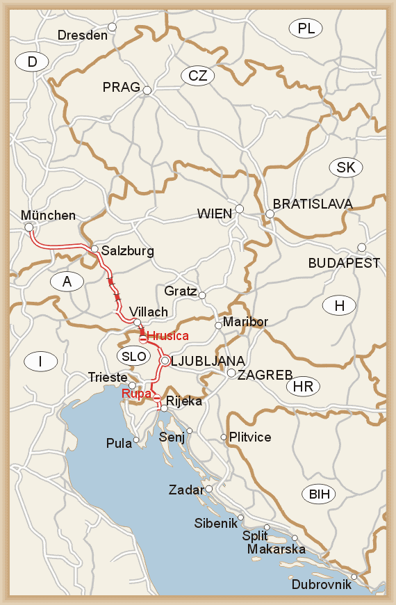 Kroatien Kvarner Zubringerroute München Ljubljana Senj