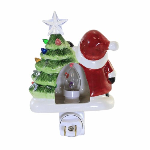 Christmas Gnome Vintage Tree Nightlight Ceramic Santa Star 135427, 1