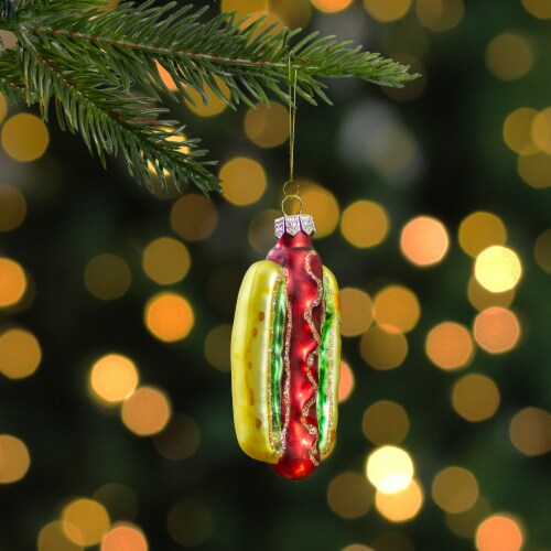 Northlight 4 Hot Dog in a Bun Glass Christmas Ornament, 1 Kroger