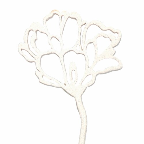 Polyresin Flower Garden Stake with Cutout Design, White Saltoro Sherpi