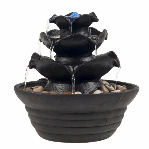 Indoor Water Fountain With LED Lights Lighted Three Tier Soothing