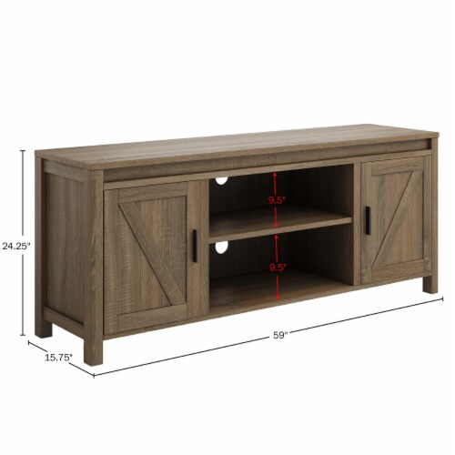 65 inch TV Stand 2 Door Entertainment Center Adjustable Shelves Cable