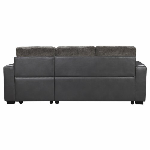 2Piece Reversible Sectional Sofa in 2Tone Brown w/Pullout Bed