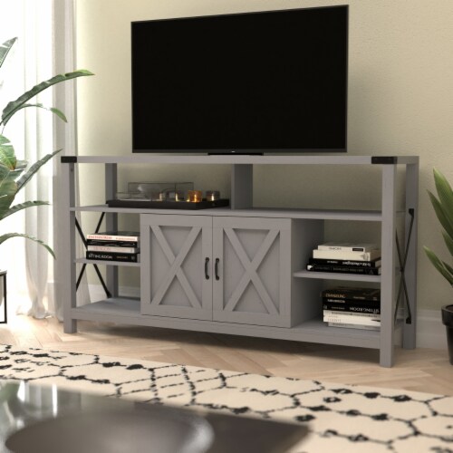 Wyatt 60 Modern Farmhouse Tall TV Console with Storage