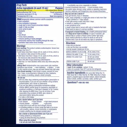 Vicks NyQuil SEVERE Honey Flavored Cold & Flu Liquid Medicine, 12 fl oz